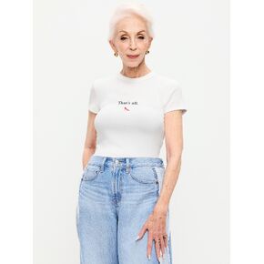 تي شيرت Old Navy Old Navy x The Devil Wears Prada Snug Crop - أبيض كالا ليلي in Kuwait