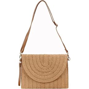 XMLMRY Straw Bag Straw Shoulder Bag Straw Clutch Beach Bag Crossbody Bag Casual Beach Straw Bag for Women Purse Wallet in Saudi Arabia