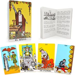 Cartas del Tarot con Libro Guía en Español para Principiantes, Baraja de Tarot sin Bordes, Classic 78-Card Tarot Deck with Guide Book in Spanish, Borderless Tarot Deck in Saudi Arabia