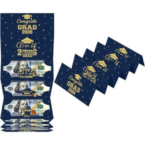 Blue Gold Graduation Money Holder for Class of 2026, 10-Slot Graduation Cash Envelope with Congrats GRAD 2026 and Inspirational Quotes, Gard Gift for High School College Graduates in Saudi Arabia