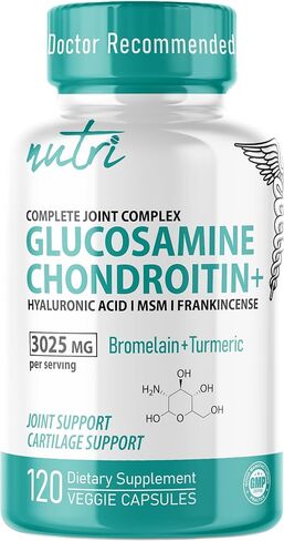 Nature's Fusions Glucosamine Chondroitin MSM Turmeric Boswellia - Joint Support Supplement - 120 Capsules - Chondroitin Sulfate Capsules - with Hyaluronic Acid - Supports Healthy Bones in Saudi Arabia