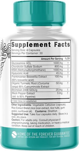 Nature's Fusions Glucosamine Chondroitin MSM Turmeric Boswellia - Joint Support Supplement - 120 Capsules - Chondroitin Sulfate Capsules - with Hyaluronic Acid - Supports Healthy Bones in Saudi Arabia