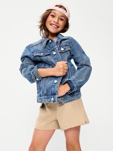 شورت أداء مطاطي عالي الخصر من Old Navy للبنات - شوفان ملفوف in Kuwait
