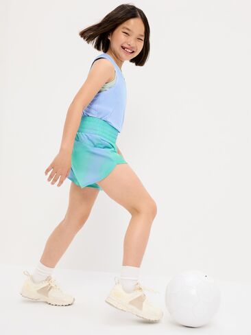 Old Navy High-Waisted Dolphin-Hem Run Shorts for Girls - Blue Ombré in Kuwait