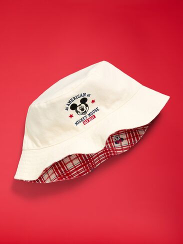 Old Navy Old Navy x Disney Mickey Mouse Reversible Logo-Graphic Bucket Hat for Kids - White Combo in Kuwait