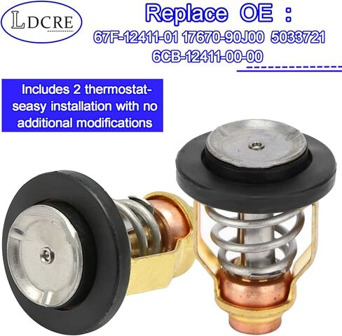 2PCS Thermostat 60°C/140°F Compatible with Yamaha Outboard Engines F75 F80 F90 F100 F150 F200 F225 F250 VF200 VF250, Suzuki Boat DF70 DF80 DF90 DF100 DF200 DF225, Replaces 67F-12411-01, 17670-90J00 in Kuwait