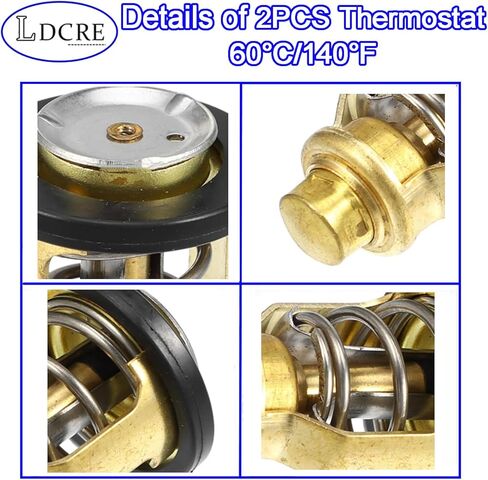 2PCS Thermostat 60°C/140°F Compatible with Yamaha Outboard Engines F75 F80 F90 F100 F150 F200 F225 F250 VF200 VF250, Suzuki Boat DF70 DF80 DF90 DF100 DF200 DF225, Replaces 67F-12411-01, 17670-90J00 in Kuwait