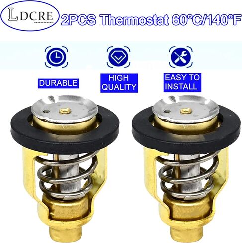 2PCS Thermostat 60°C/140°F Compatible with Yamaha Outboard Engines F75 F80 F90 F100 F150 F200 F225 F250 VF200 VF250, Suzuki Boat DF70 DF80 DF90 DF100 DF200 DF225, Replaces 67F-12411-01, 17670-90J00 in Kuwait