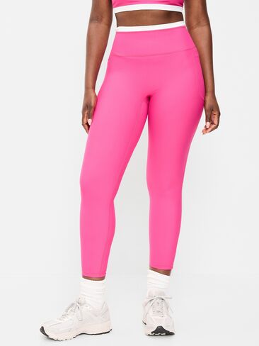 Old Navy Extra-High Waisted PowerSoft Boundless 7/8 Pocket Leggings – No Front Seam - Dragonfruit in Kuwait