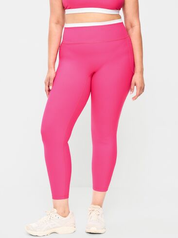 Old Navy Extra-High Waisted PowerSoft Boundless 7/8 Pocket Leggings – No Front Seam - Dragonfruit in Kuwait