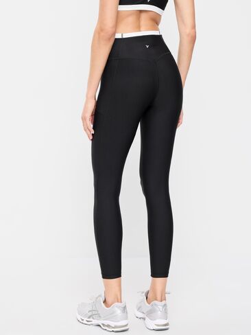 Old Navy طماق PowerSoft عالية الخصر بلا حدود 7/8 جيوب - بدون درزات أمامية - بلاك جاك in Kuwait