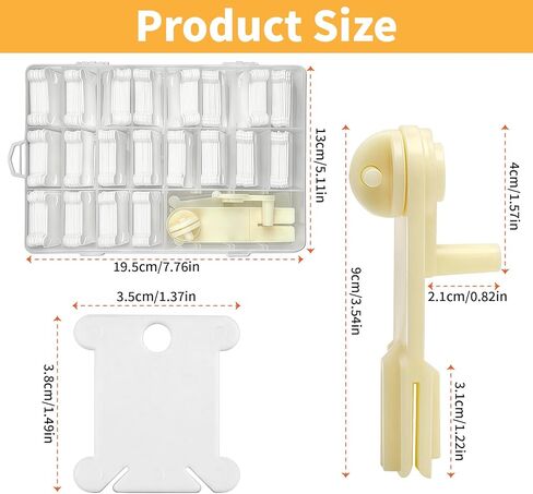VYNFLICK Embroidery Floss Organizer - 200pcs Thread Storage Box 1 Floss Winder with 24 Removable Bobbins for Cross Stitch, DIY Sewing Supplies Holder Needlepoint in Kuwait