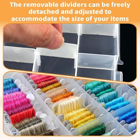 VYNFLICK Embroidery Floss Organizer - 200pcs Thread Storage Box 1 Floss Winder with 24 Removable Bobbins for Cross Stitch, DIY Sewing Supplies Holder Needlepoint in Kuwait