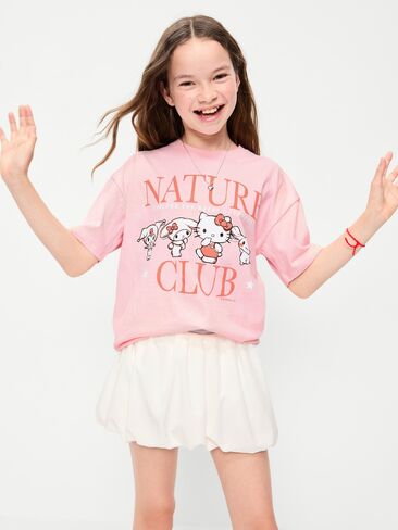 تي شيرت برسومات كبيرة الحجم للفتيات من Old Navy Hello Kitty® - وردي سماوي in Kuwait