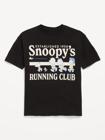 Old Navy Peanuts™ Snoopy Oversized Graphic T-Shirt for Girls - Black Jack in Kuwait