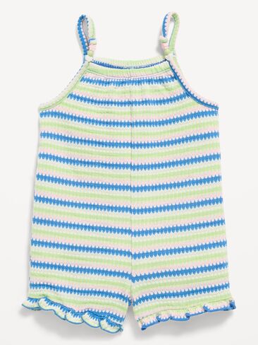 رومبير محبوك بدون أكمام من Old Navy للفتيات الصغيرات - شريط أزرق/أخضر in Kuwait