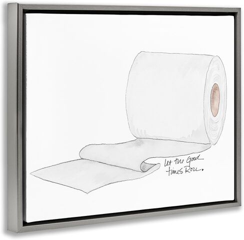 ورق تواليت من شركة Stupell Industries 'Good Times Roll'، لوحة فنية قماشية بإطار عائم، رمادي، 31 × 25 بوصة، سهلة التعليق وقوية، صنع في الولايات المتحدة الأمريكية، بواسطة نولا جيمس in Kuwait