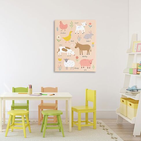Stupell Industries 'Baby Farm Friends', Canvas Art, 24 x 30 Inches, Easy to Hang and Sturdy, Made in USA, by Nina Seven in Kuwait