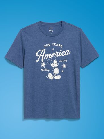 Old Navy Old Navy x Disney Mickey Mouse Logo-Graphic T-Shirt for Adults - Pacific Blue in Kuwait