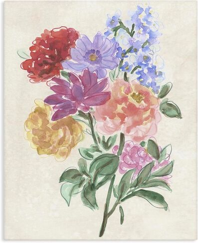 Stupell Industries 'Blooms On Parchment'، لوحة فنية قماشية، 36 × 48 بوصة، سهلة التعليق وقوية، صنع في الولايات المتحدة الأمريكية، بواسطة يونيو إيريكا فيس in Kuwait