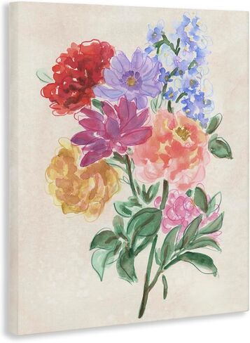 Stupell Industries 'Blooms On Parchment'، لوحة فنية قماشية، 36 × 48 بوصة، سهلة التعليق وقوية، صنع في الولايات المتحدة الأمريكية، بواسطة يونيو إيريكا فيس in Kuwait