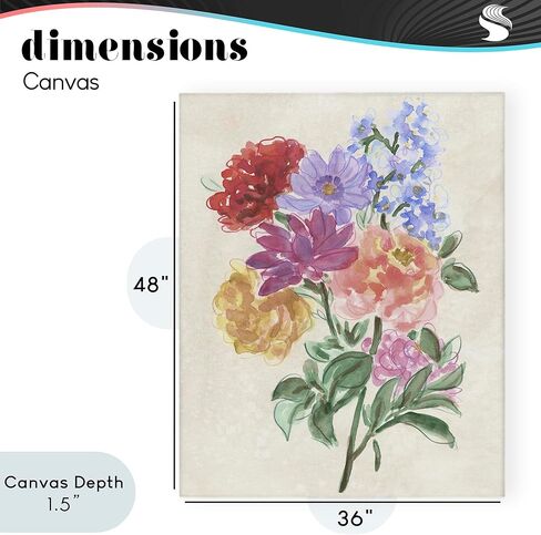Stupell Industries 'Blooms On Parchment'، لوحة فنية قماشية، 36 × 48 بوصة، سهلة التعليق وقوية، صنع في الولايات المتحدة الأمريكية، بواسطة يونيو إيريكا فيس in Kuwait