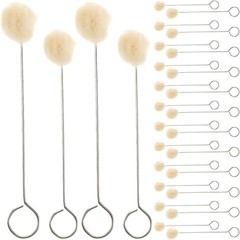 COHEALI 60pcs Wool Dauber Brush with Metal Handle, 150mm and 125mm Sizes, Soft Wool Ball Applicators for Dyeing, Leathercraft, and DIY Craft Projects in Kuwait