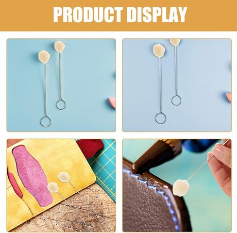 COHEALI 60pcs Wool Dauber Brush with Metal Handle, 150mm and 125mm Sizes, Soft Wool Ball Applicators for Dyeing, Leathercraft, and DIY Craft Projects in Kuwait
