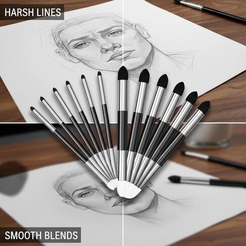 مجموعة من 12 قطعة من أدوات المزج، دوبر إسفنجي بمقبض معدني للرسم والرسم الزيتي، أداة توزيع 15 سم in Kuwait
