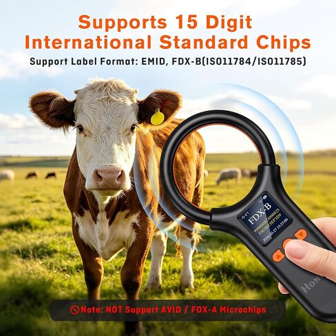 Homrich Pet Microchip Scanner, FDX-B(ISO11784/85) EMID Micro Chip Reader, 500 Data Storage Upload to PC with 1.44 TFT Screen, Rechargeable Handheld 15 Digits Pet Chip ID Scanner for Dog/Cat/Pig/Animal in Kuwait