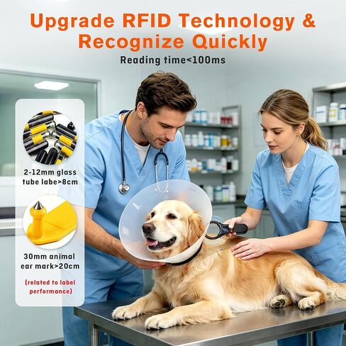 Homrich Pet Microchip Scanner, FDX-B(ISO11784/85) EMID Micro Chip Reader, 500 Data Storage Upload to PC with 1.44 TFT Screen, Rechargeable Handheld 15 Digits Pet Chip ID Scanner for Dog/Cat/Pig/Animal in Kuwait
