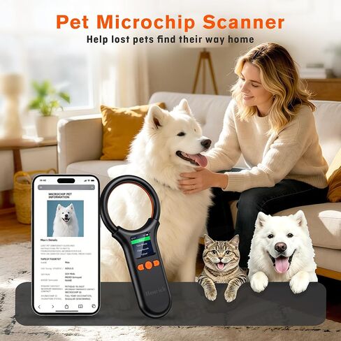 Homrich Pet Microchip Scanner, FDX-B(ISO11784/85) EMID Micro Chip Reader, 500 Data Storage Upload to PC with 1.44 TFT Screen, Rechargeable Handheld 15 Digits Pet Chip ID Scanner for Dog/Cat/Pig/Animal in Kuwait