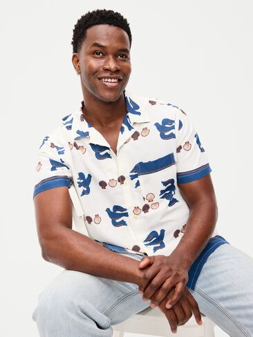 Old Navy Short-Sleeve Camp Shirt - Blue Dove in Kuwait