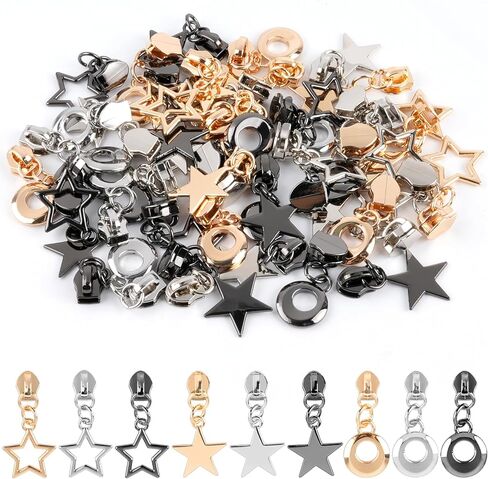 Aemygo #5 Zipper Repair Kit, 45 Pcs Zinc Alloy Zipper Slider Replacement, Star Metal Zippers Pull Bulk for Clothing, Jackets, Bag Hardware, Luggage in Kuwait