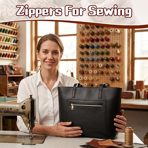 BTEOSPT 6PCS Crochet Zippers with Holes, PU Leather Zipper for Bags, 10.62 x 2.17 Inch Closed-End Bulk Zippers for Sewing, Crochet Bag Accessories and Supplies for DIY Crafts in Kuwait