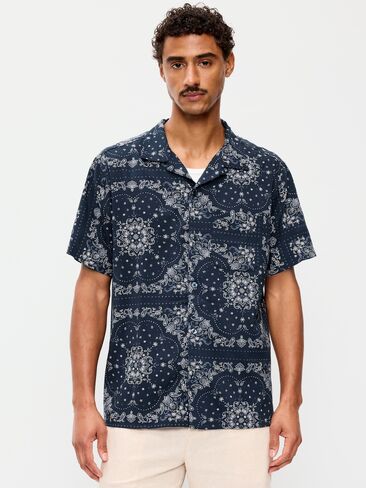 Old Navy Short-Sleeve Camp Shirt - Blue Bandana in Kuwait