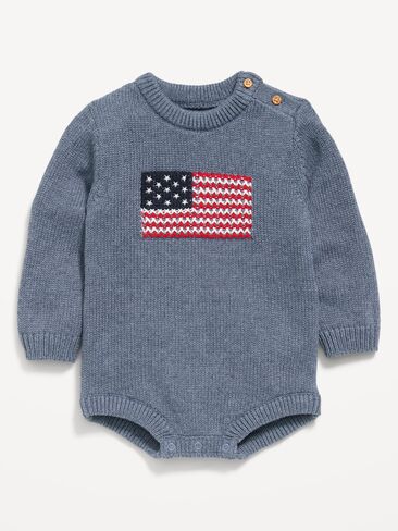 Old Navy Long-Sleeve Sweater-Knit One-Piece Romper for Baby - USA Flag in Kuwait