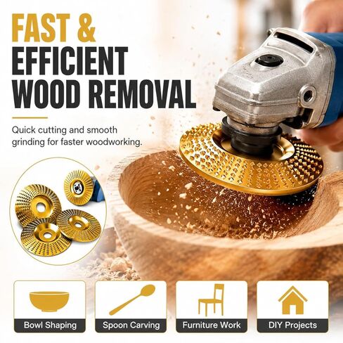 8-Piece Angle Grinder Polishing Pad, 2026 Upgraded Heavy-Duty Wood Carving Disc Set, Tungsten Carbide Grinding Wheel Wood Carving, Woodworking Attachment for Cutting, Shaping, Sanding in Kuwait