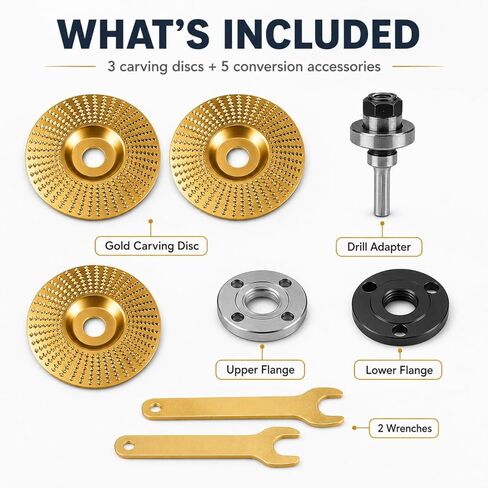 8-Piece Angle Grinder Polishing Pad, 2026 Upgraded Heavy-Duty Wood Carving Disc Set, Tungsten Carbide Grinding Wheel Wood Carving, Woodworking Attachment for Cutting, Shaping, Sanding in Kuwait