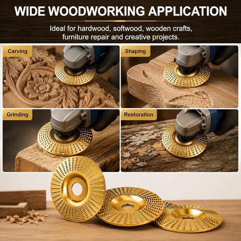 8-Piece Angle Grinder Polishing Pad, 2026 Upgraded Heavy-Duty Wood Carving Disc Set, Tungsten Carbide Grinding Wheel Wood Carving, Woodworking Attachment for Cutting, Shaping, Sanding in Kuwait