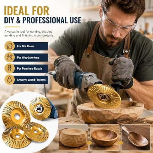 8-Piece Angle Grinder Polishing Pad, 2026 Upgraded Heavy-Duty Wood Carving Disc Set, Tungsten Carbide Grinding Wheel Wood Carving, Woodworking Attachment for Cutting, Shaping, Sanding in Kuwait
