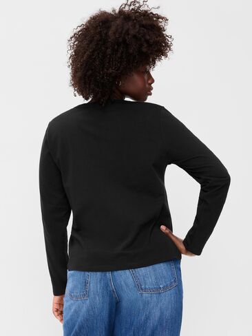 تي شيرت Old Navy EveryWear بأكمام طويلة - أسود فاتح منقط in Kuwait