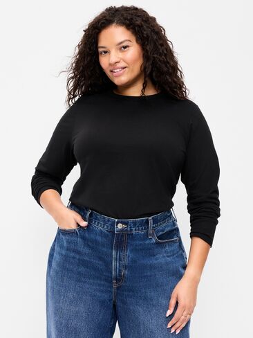 تي شيرت Old Navy EveryWear بأكمام طويلة - أسود فاتح منقط in Kuwait
