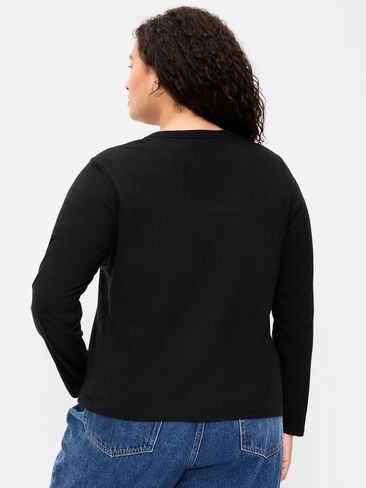 تي شيرت Old Navy EveryWear بأكمام طويلة - أسود فاتح منقط in Kuwait