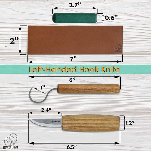 BeaverCraft S01L Wood Spoon Carving Knives Set Spoon Making Tools Kit Whittling Knife Hook Knife Left-Handed Bowl Cup Kuksa for Beginners Woodworking Professional Left Handed Wood Carving Kit in Kuwait