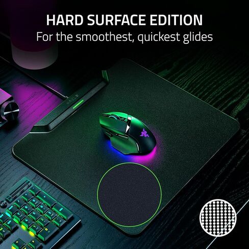Razer HyperFlux V2 Wireless Charging System: Continuous Charging Gaming Mouse Mat & Puck - Seamless Auto-Pairing - HyperSpeed Multi-Device Connectivity - Anti-Slip Rubber Base - Hard Surface Edition in Kuwait