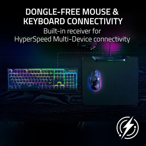 Razer HyperFlux V2 Wireless Charging System: Continuous Charging Gaming Mouse Mat & Puck - Seamless Auto-Pairing - HyperSpeed Multi-Device Connectivity - Anti-Slip Rubber Base - Hard Surface Edition in Kuwait