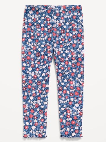 بنطال ضيق كامل الطول بطبعات من Old Navy للفتيات الصغيرات - زهور باللون الأزرق الداكن in Kuwait