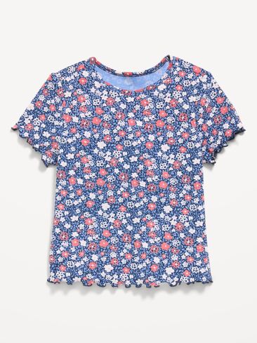 Old Navy Printed Short-Sleeve Ribbed T-Shirt for Toddler Girls - Navy Ditsy Floral in Kuwait