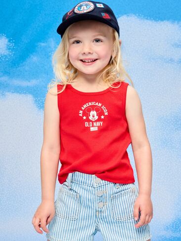 Old Navy Old Navy x Disney Mickey Mouse Ribbed Tank Top for Toddler Girls - Red in Kuwait
